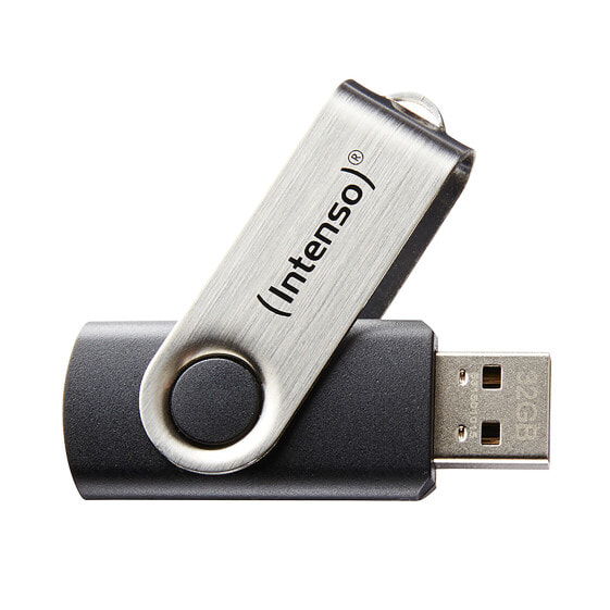 Intenso Basic Line - 32 GB - USB Type-A - 2.0 - 28 MB/s - Swivel - Black - Silver