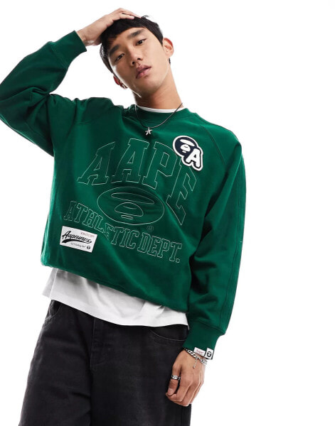 Aape By A Bathing Ape college sweatshirt in green