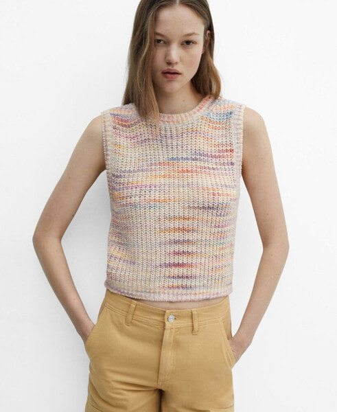 Women's Multi-Coloured Knitted Vest