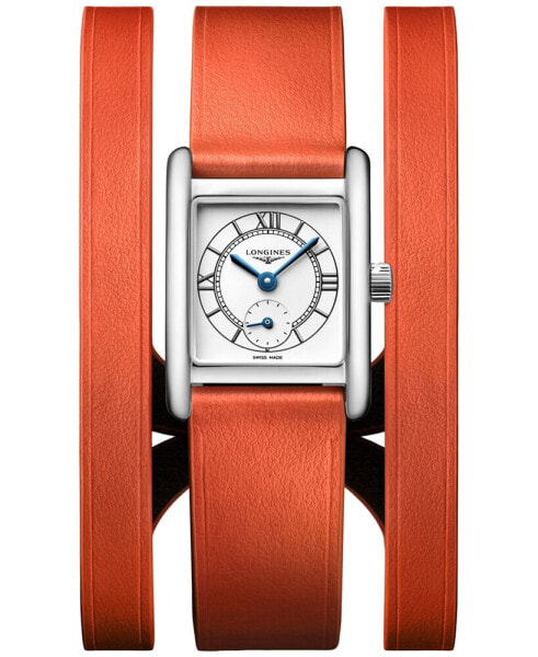 Women's Swiss Mini Dolcevita Orange Three-Row Leather Strap Watch 29mm