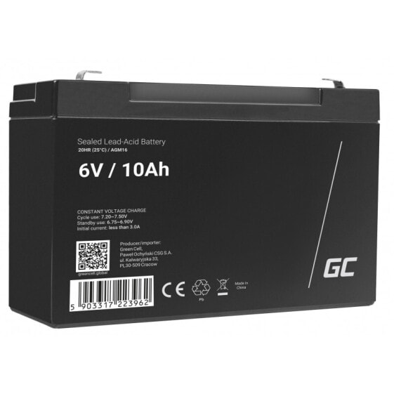 Аккумулятор Green Cell AGM16 6V 10Ah Black 5-year Warranty