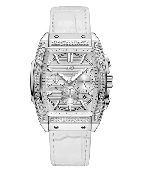 Men's Echelon Chronograph White Genuine Calf Leather Watch, 41mm