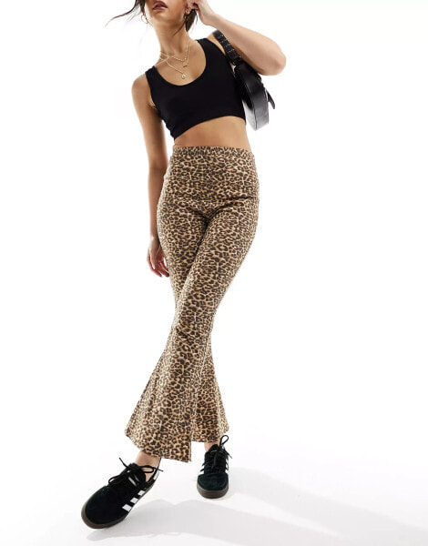 ASOS DESIGN kick flare trouser in leopard print