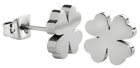 Gentle steel earrings for good luck Four-leaf clover KE-001