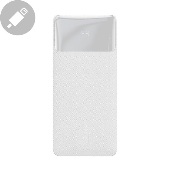 Внешний аккумулятор Baseus Bipow 30000mAh с дисплеем, USB-A кабель microUSB 0.25м, белый