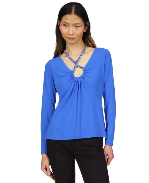 Women's' Chain-Neck Long-Sleeve Top