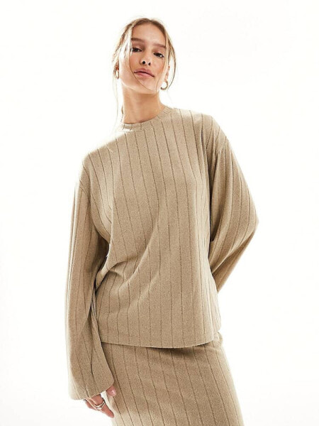 JDY ribbed jumper co-ord in beige