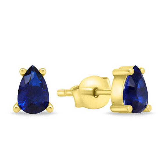 Decent gold-plated earrings with blue zircons EA860YB