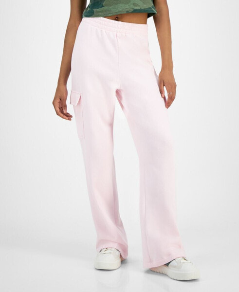 Juniors' Wide-Leg Cargo Sweatpants