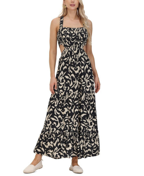 Women's Smocked Cutout Maxi Dress