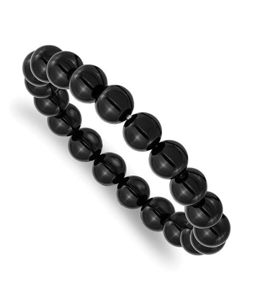 10mm Black Agate Beaded Stretch Bracelet