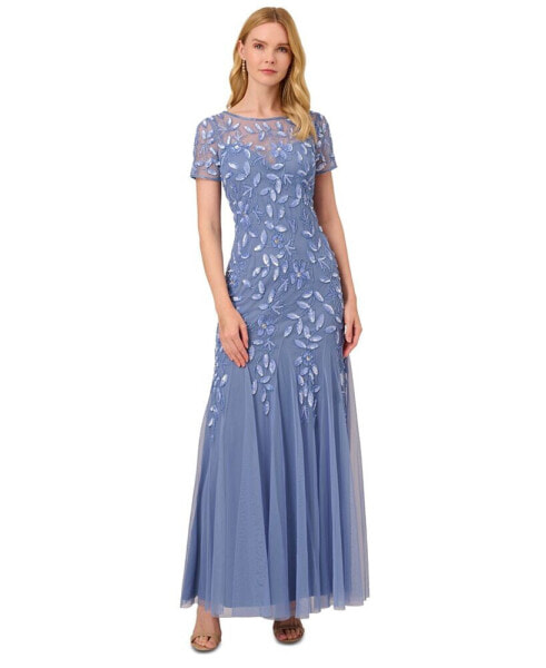 Women's Floral-Design Embellished Gown