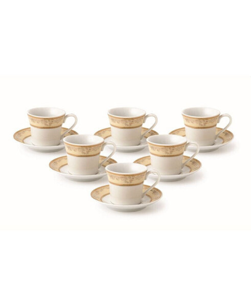 12 Piece 2oz Espresso Cup and Saucer Set, Service for 6