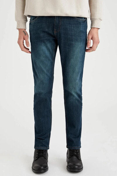 Erkek Yeşil Sergio Regular Fit Normal Bel Boru Paça Jean Pantolon T4385AZ21SP