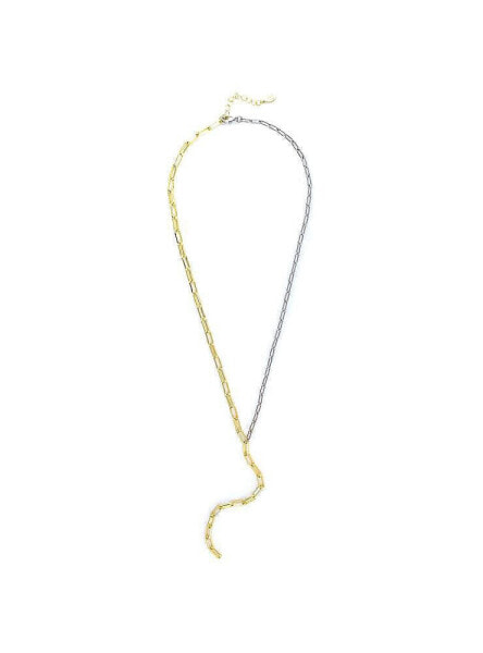 Two-Tone Paperclip Lariat Necklace