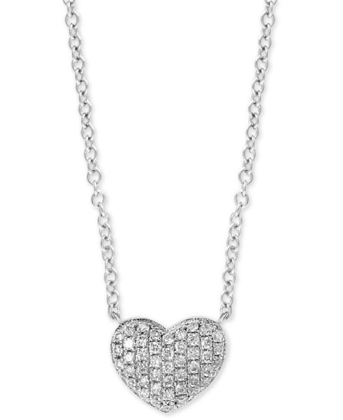 EFFY Collection eFFY® Diamond Pavé Heart 18" Pendant Necklace (1/8 ct. t.w.) in Sterling Silver or 14k Gold-Plated Sterling Silver
