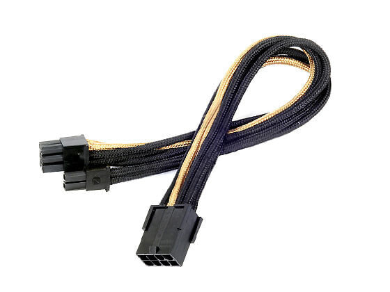 SilverStone SST-PP07-PCIBG - 0.25 m - PCI-E (6+2 pin) - Female - Black - Gold