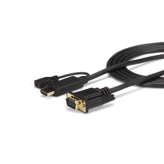 3 ft HDMI to VGA Active Converter Cable - HDMI to VGA Adapter - 1920x1200 or 1080p - 0.9 m - VGA (D-Sub) - HDMI + Micro USB - Male - Male/Female - Straight