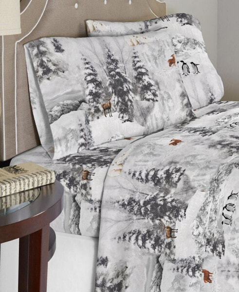 Luxury Weight Winterland Printed Cotton Flannel Sheet Set Twin