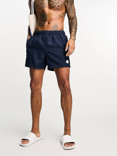 River Island shorter length swim shorts in navy