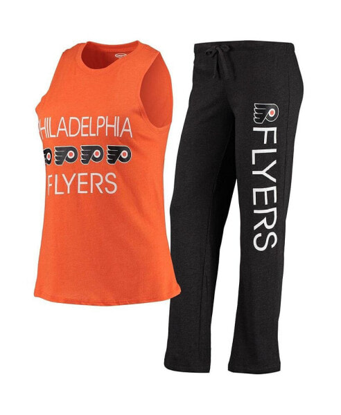 Women's Orange, Black Philadelphia Flyers Meter Tank Top and Pants Sleep Set