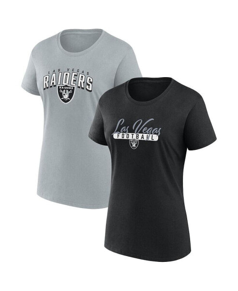 Women's Black, Gray Las Vegas Raiders Fan T-shirt Combo Set