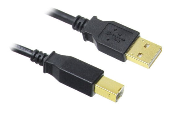 InLine USB 2.0 Kabel, A auf B, vergoldet, schwarz - 10m