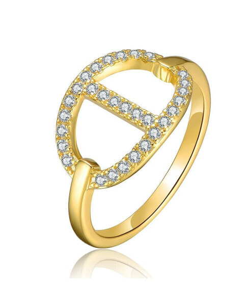 14K Gold Plated with Clear Cubic Zirconia Featuring a Mesmerizing Design Ring