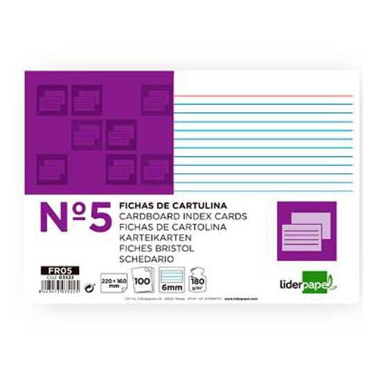 LIDERPAPEL Lined paper sheet n5 160x220 mm 180g/m2 pack of 100 units
