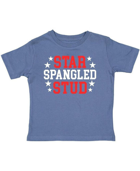 Little and Big Boys Star Spangled Stud Short Sleeve T-Shirt