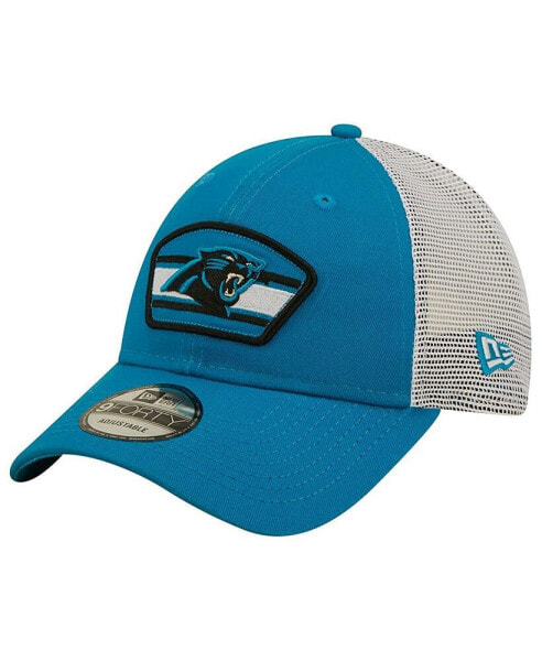 Men's Blue, White Carolina Panthers Logo Patch Trucker 9FORTY Snapback Hat