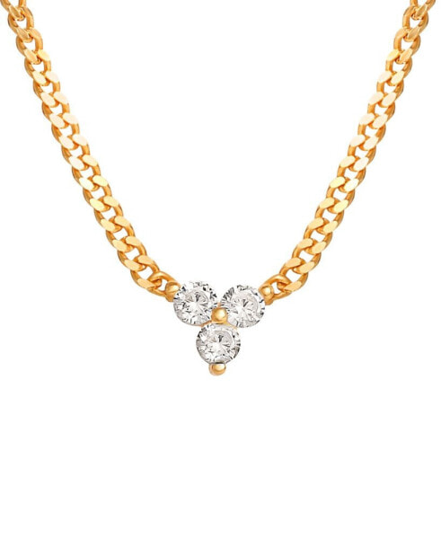 Cubic Zirconia Trio Collar Necklace in Gold-Plated Sterling Silver, 16" + 2" extender, Created for Macy's