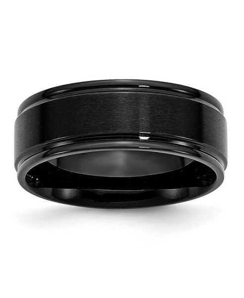 Stainless Steel Brushed Black IP-plated 8mm Band Ring