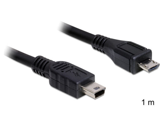 Разъем USB2.0 microB/miniB Delock 1 м - Micro-USB B - Mini-USB B - USB 2.0 - Мужской/Мужской - Черный