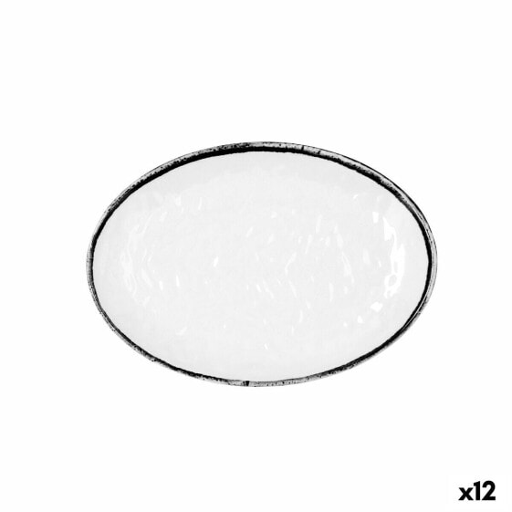 Плоская тарелка Quid Select Filo Белый Чёрный Пластик 21,3 x 15 cm (12 штук)