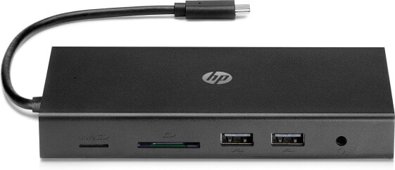 HP Travel USB-C Multi Port Hub - Wired - USB 3.2 Gen 1 (3.1 Gen 1) Type-C - 10,100,1000 Mbit/s - Black - MicroSD (TransFlash) - SD - China