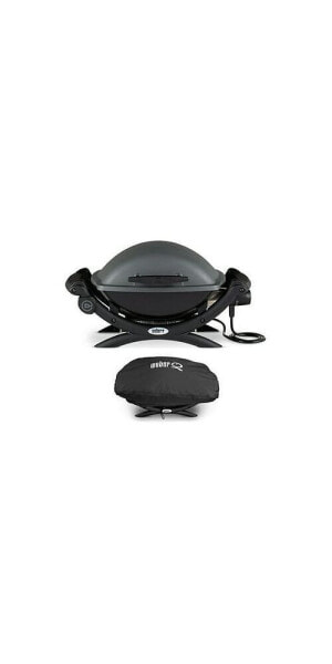 Q 1400 Electric Grill Black With Grill Cover