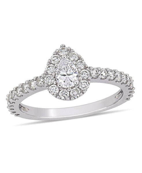 Pear Certified Diamond (1 ct. t.w.) Halo Engagement Ring in 14k White Gold