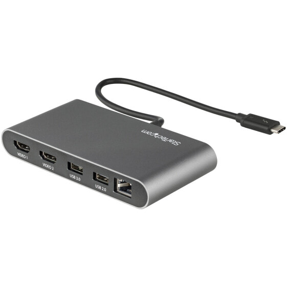 StarTech.com Thunderbolt 3 Mini Dock - Portable Dual Monitor Docking Station w/HDMI 4K 60Hz - 2x USB-A Hub (3.0/2.0) - GbE - 11in/28cm Cable - TB3 Multiport Adapter - Mac/Windows - Wired - Thunderbolt 3 - 10,100,1000 Mbit/s - IEEE 802.3ab - IEEE 802.3i - IEEE 802.3u -