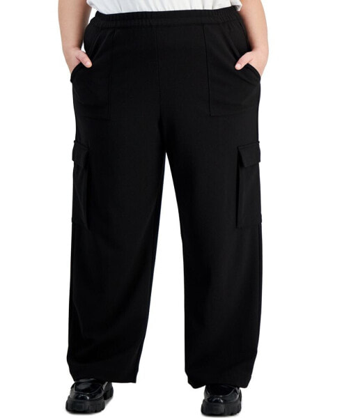 Trendy Plus Size Knit Cargo Trousers, Created for Macy's
