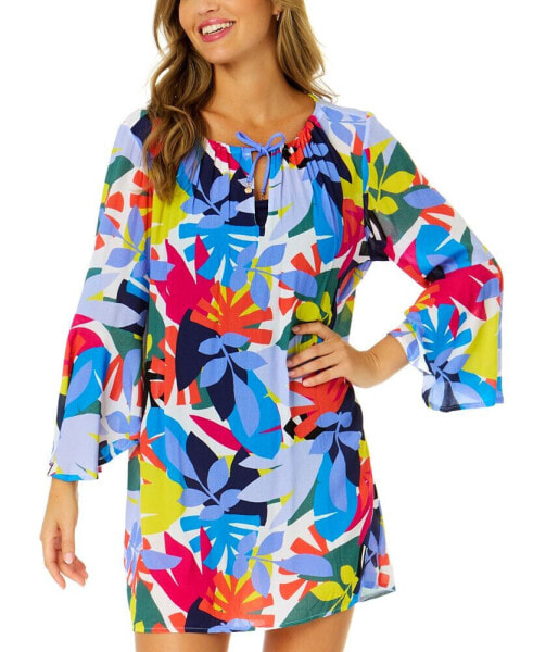Women's Floral Bell-Sleeve Cover-Up Tunic