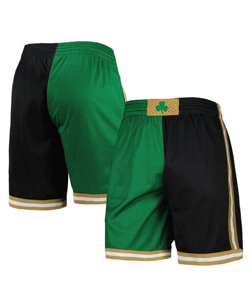 Men's Kelly Green and Black Boston Celtics Hardwood Classics 2007 Split Swingman Shorts