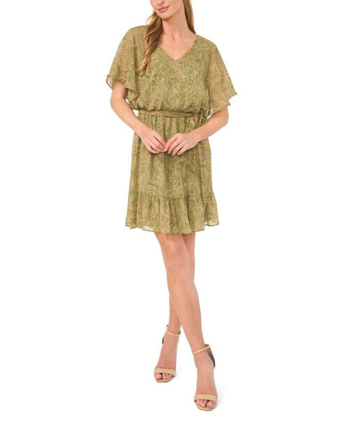 Women's Smocked Waist Serene Paisley Mini Dress