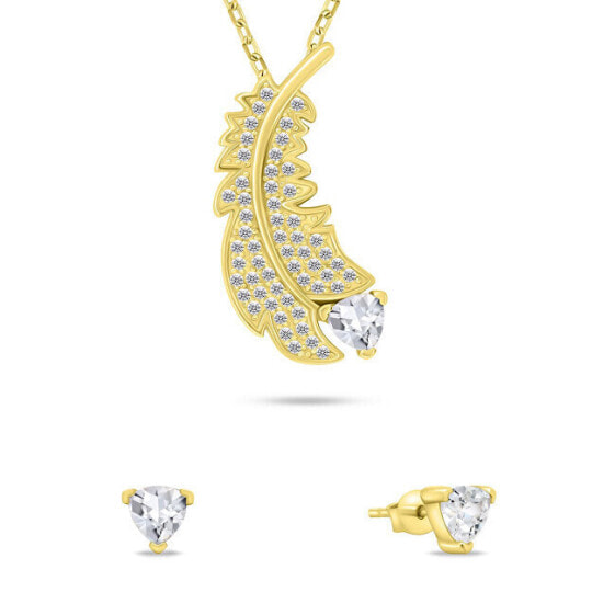 Fine Gold Plated Zircon Jewelry Set SET242Y (Earrings, Necklace)