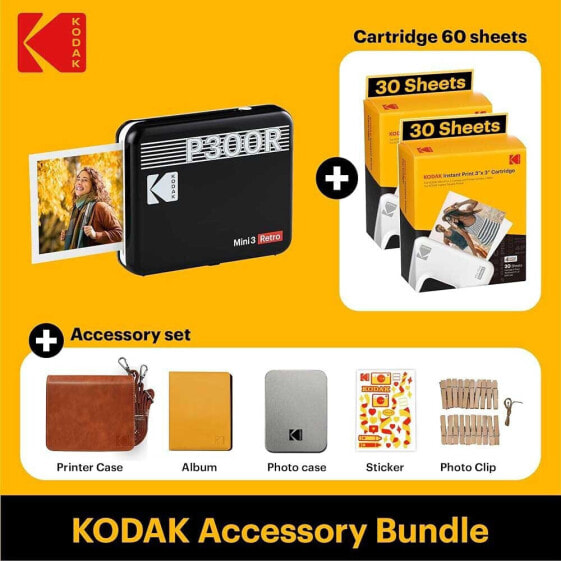 KODAK Mini 3 Era 3X3 + 60 Sheets + Accesory Kit Instant Camera