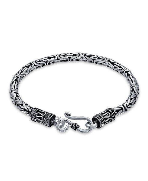 Bali Byzantine Chain Link Bracelet Eye And Hook 925 Sterling Silver For Women Hand Crafted 7.5 inch