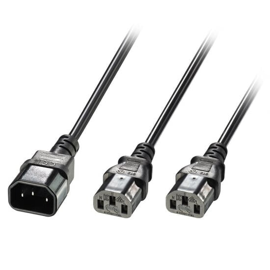 Lindy 1m C14 to 2 x IEC C13 Extension Cable - 1 m - C14 coupler - 2 x C13 coupler