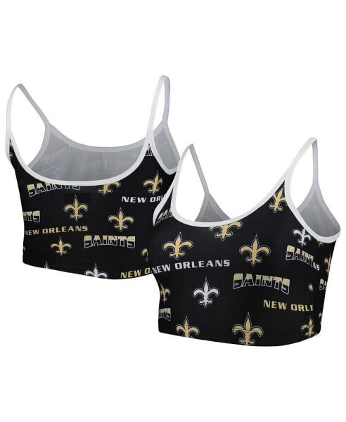 Women's Black New Orleans Saints Breakthrough Allover Knit Lounge Bralette