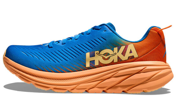 Кроссовки мужские HOKA ONE ONE Rincon 3 Wide с улучшенной амортизацией, антискользящая подошва, сине-оранжевые, широкие размеры