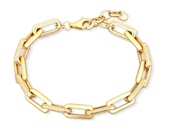 Solid gold-plated bracelet with zircons SVLB0584S61GO18